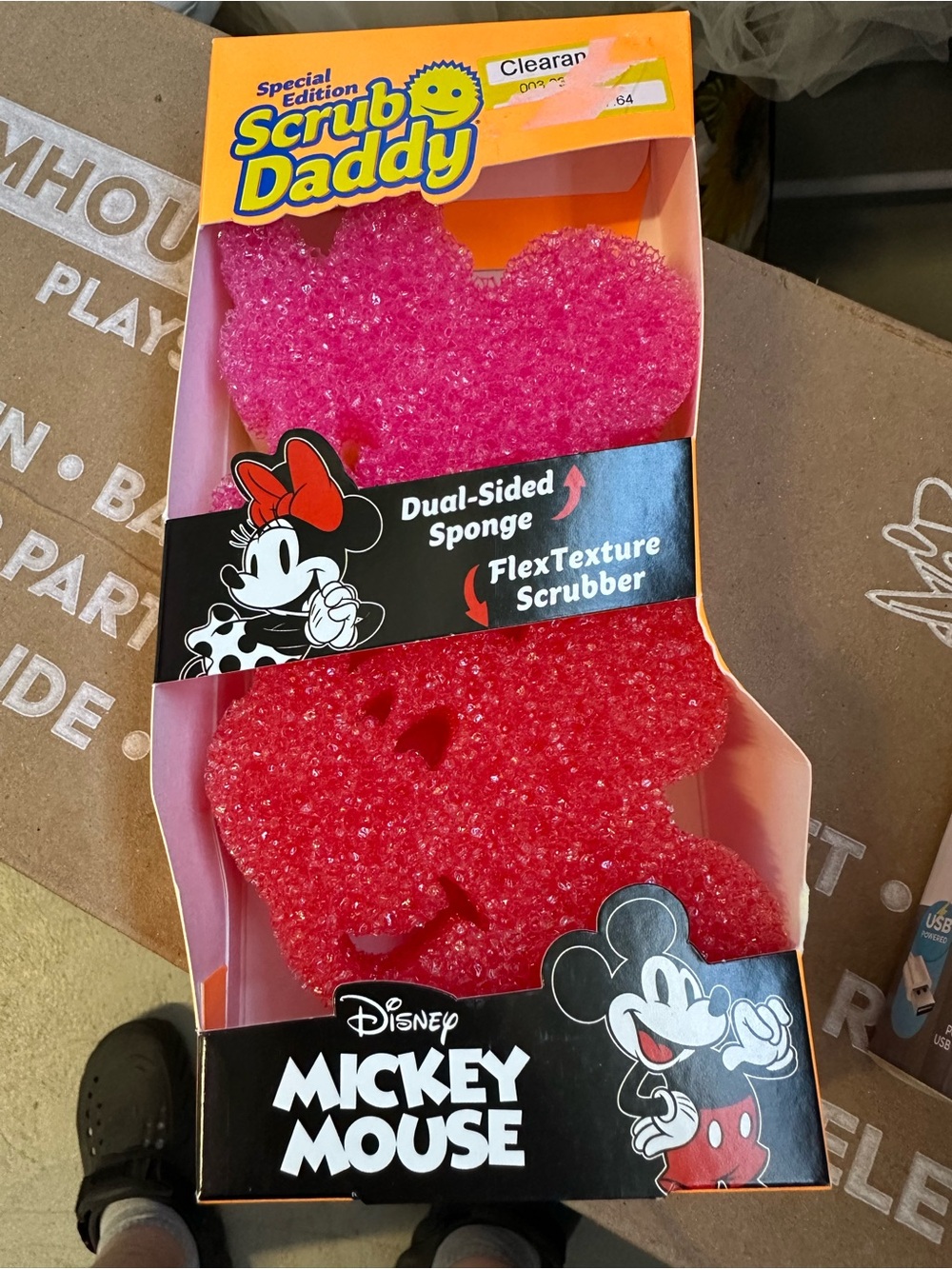 Disney Mickey and Minnie Mouse Scrub Daddy Dual-Sided Sponge - Pink & Red